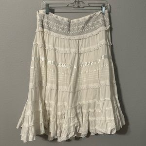 Women’s white, beaded detail, mid length skirt